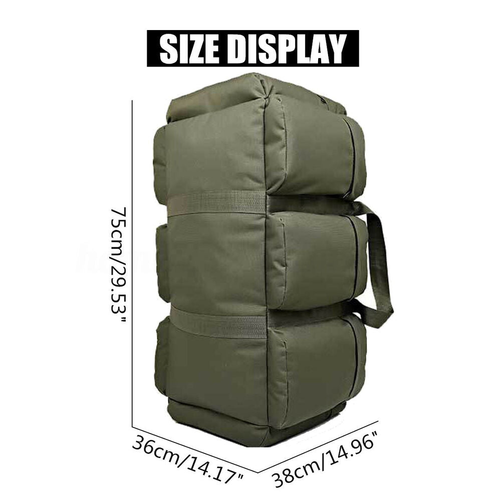 90L Large Duffle Luggage Bag Waterproof Canvas Outdoor Shoulder Handbag Backpack