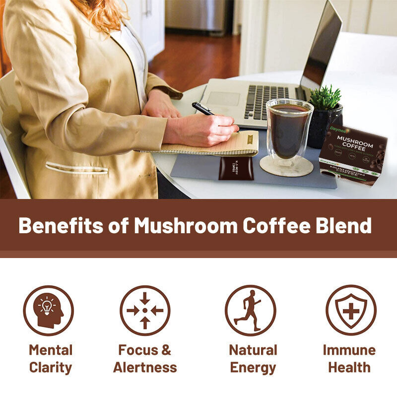 Organic Instant Mushroom Coffee Powder Mane Chaga Mushroom Coffee 6g*20bags