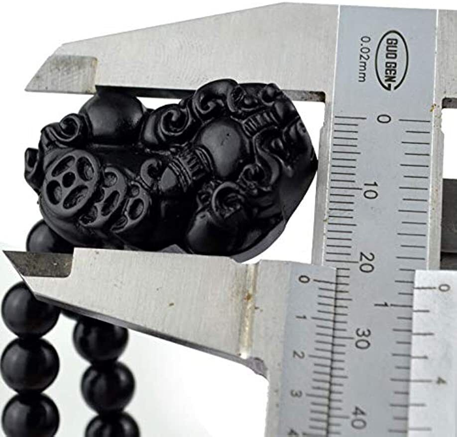Bian Stone Necklace pixiu guanyin Lucky Pendant Black Beads Round for Men Women