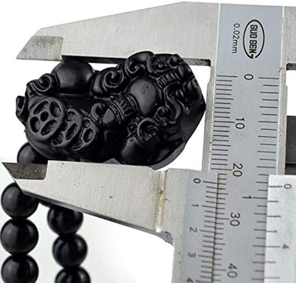Bian Stone Necklace pixiu guanyin Lucky Pendant Black Beads Round for Men Women