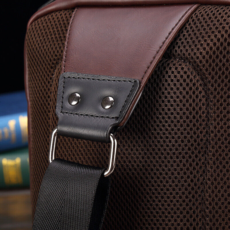 Sling Backpack Men's PU Leather Crossbody Bag Chest Bag Sport Sling Shoulder Bag
