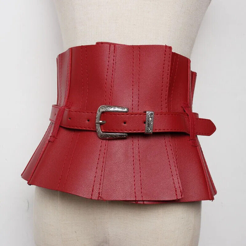 Women Corsets Faux Leather Fashion Lace-Up Buckle Wide Belts Clothes Accessories