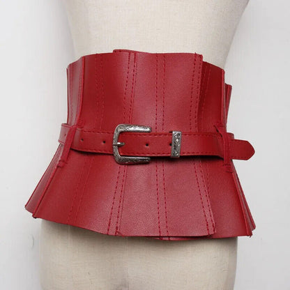 Women Corsets Faux Leather Fashion Lace-Up Buckle Wide Belts Clothes Accessories