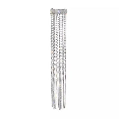 Women Hair Accessories Full Rhinestone Crystal Long Tassel Hairpin Shiny Jewelry