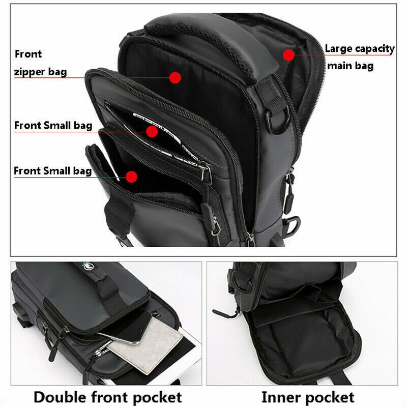 Multifunction USB Shoulder Bag Chest Bags Waterproof Travel Pack Messenger Pack