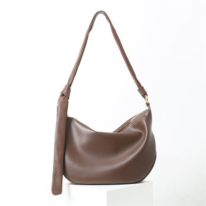 Draped Leather Shoulder Bag Crossbody Tote Hobo Purse Knotted Saddle Handbag
