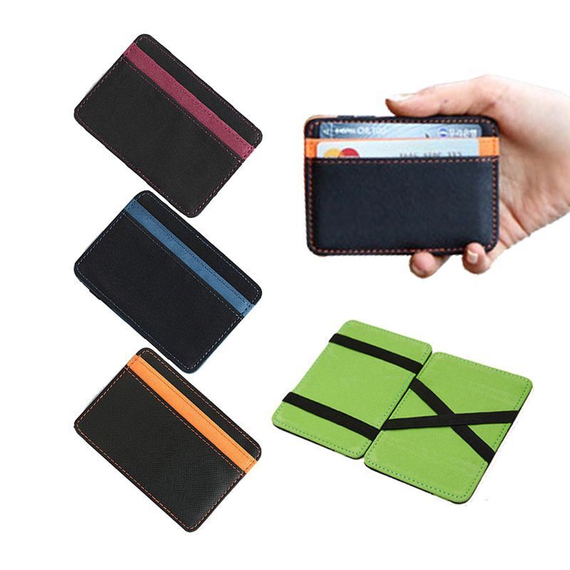 Synthetic Leather Wallet Money Clips Thin Clutch Bus Card Bag Small Cash Holder