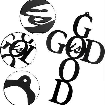 1pc God Is Good Black Cross Metal Wall Art - Inspirational Wall Decor