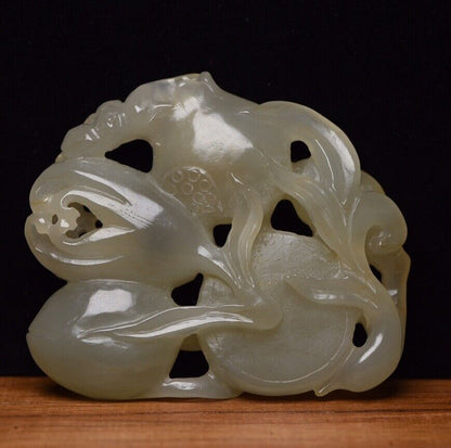 Chinese Hetian Jade Hand Carving Exquisite Statue Collection Figurines Decor Art