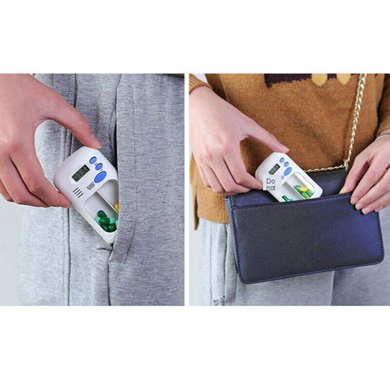 Mini Handy Pill Reminder Drug Box 2Grid One-day Timing Medicine Cases Timer Box