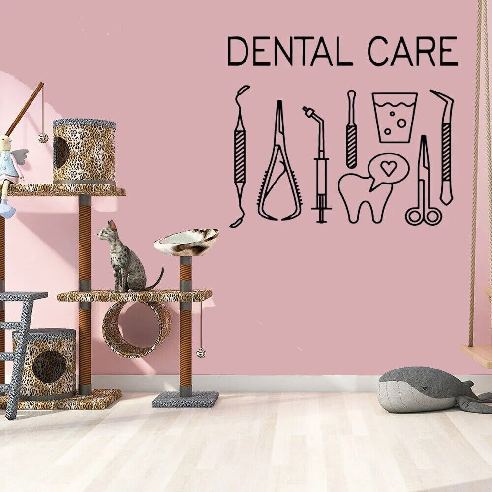 Dental Care Wall Sticker Matte Vinyl Art Removable Dentist Smile Tool Logo Decal