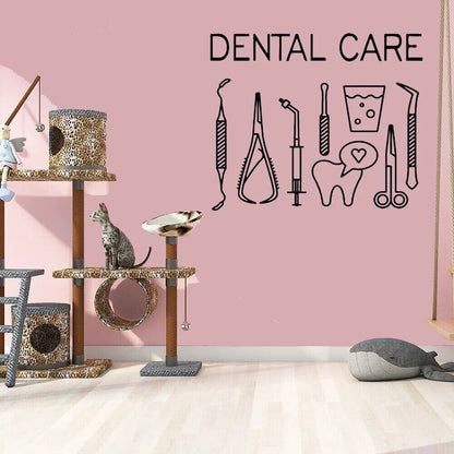 Dental Care Wall Sticker Matte Vinyl Art Removable Dentist Smile Tool Logo Decal
