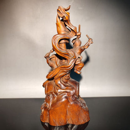 decorative sculpture happy children play drum dance anniversary gift carved wood