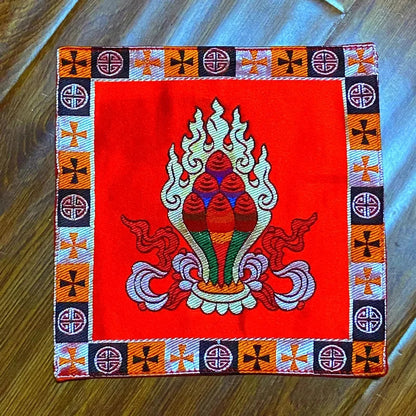 Buddhist silk brocade red eight auspicious symbols table altar cloth -