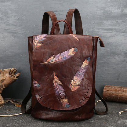 Luxury Women Bag, New Desinger Top Cow Leather Embossed Backpack, Retro Rucksack