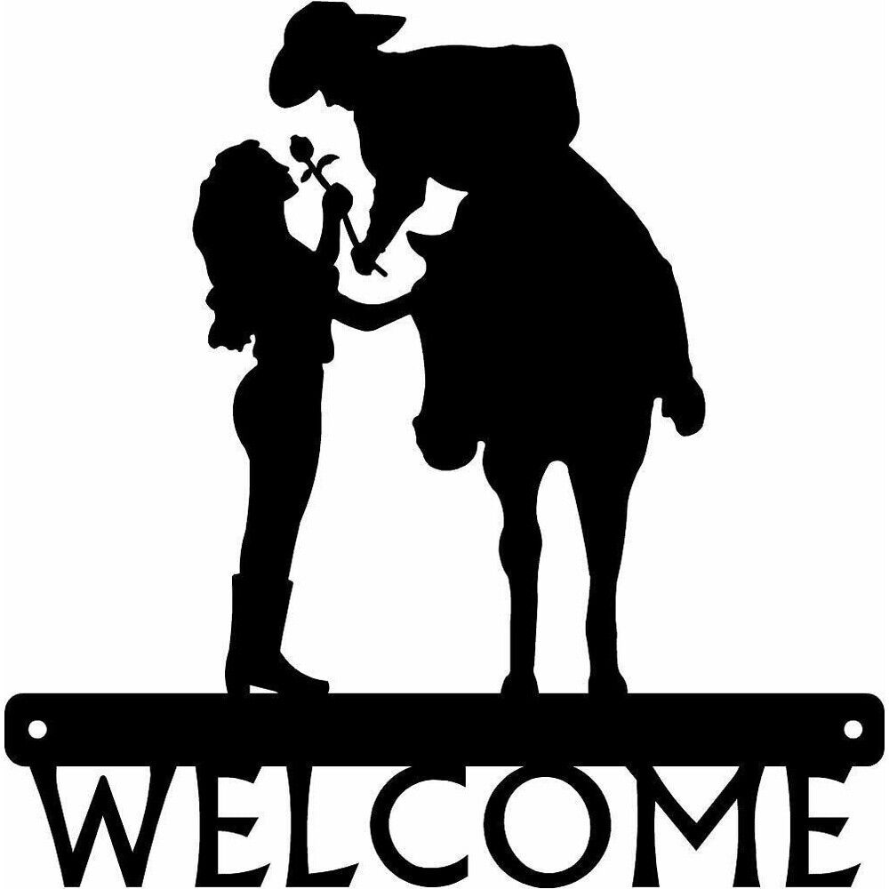 Romantic Couple Welcome Sign Metal Pretty Artwork Wall Stickers Shape Decoration