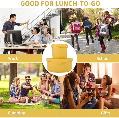 Food Storage Container Silicone Reusable W/ Airtight Lid Snack Lunch Bento Boxes
