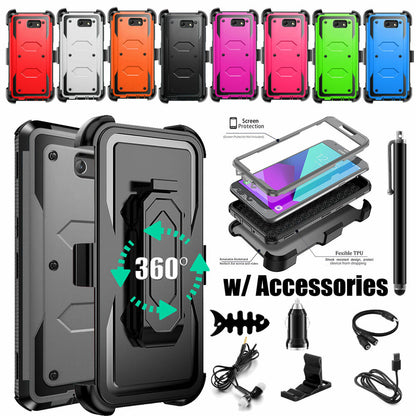 For Samsung Galaxy J7 2017 Sky Pro Rugged Clip Holder Case Cover, w/ Accessories