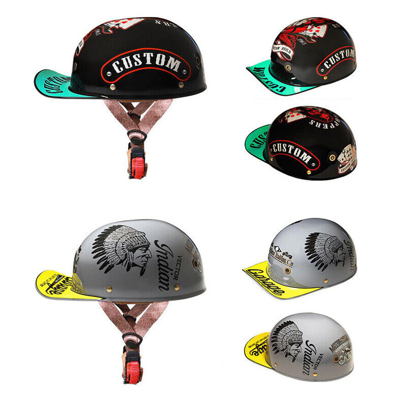 Motorcycle Half Helmet Motorcycle Helmet Baseball Cap Multi-Color Retro Helmet