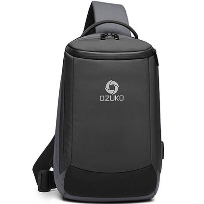 Men's Sling Backpack Oxford cloth Waterproof Crossbody Shoulder Bag USB Port