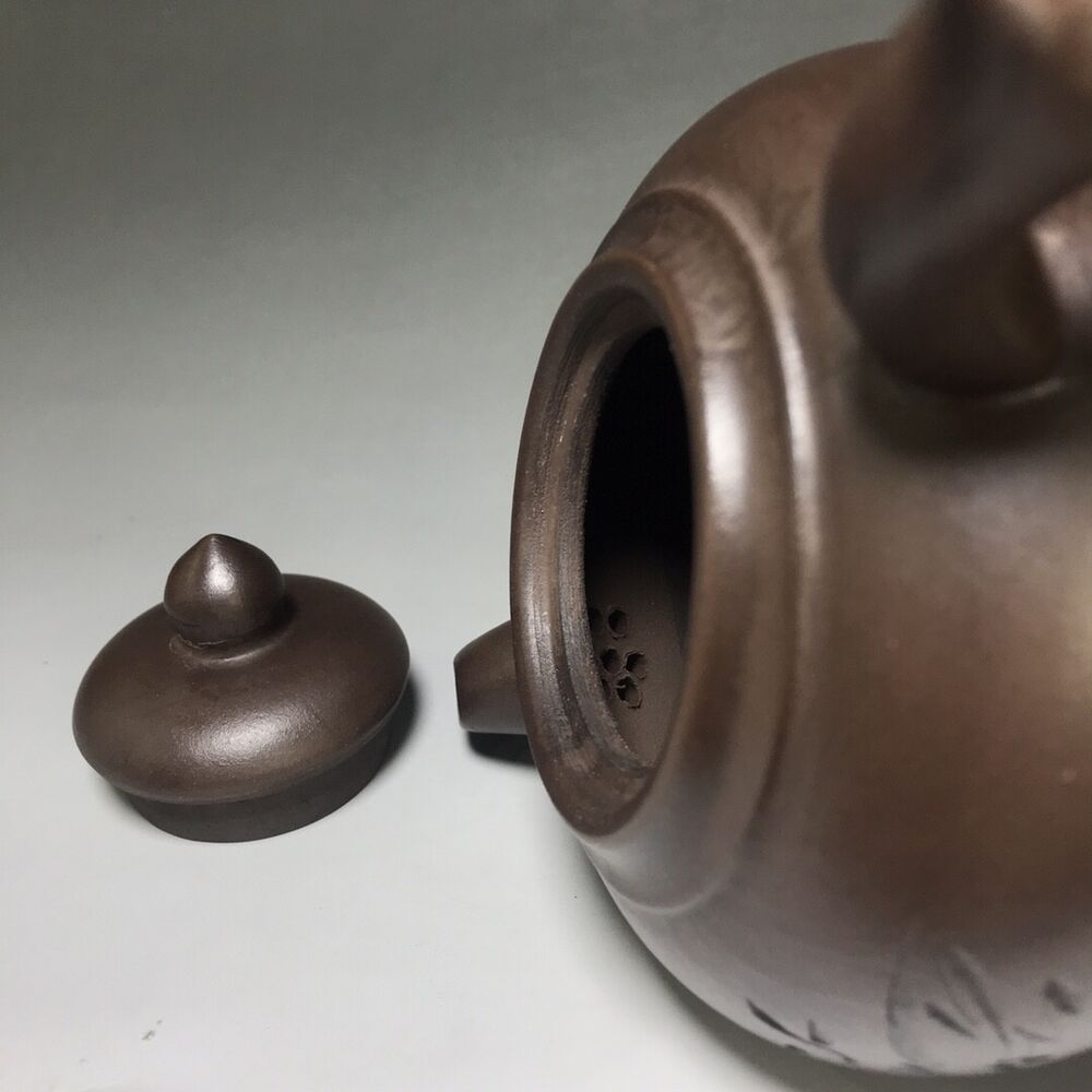 vintage chinese yixing purple clay teapot zisha ceremony carving Collectible art