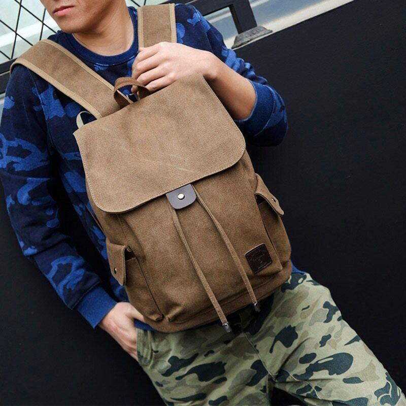 Canvas Men Backpack Shoulder School Rucksack Bag Boys Travel Camping Bags