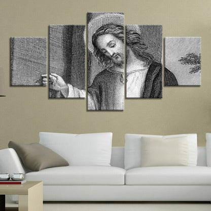 5Pcs Wall Art Canvas Painting Picture Home Decor Modern Abstract Holy Jesus