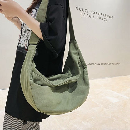 Canvas Fabric Grunge Big Soft Slouchy Hobo Bag Laptop Weekender Side Shoulder
