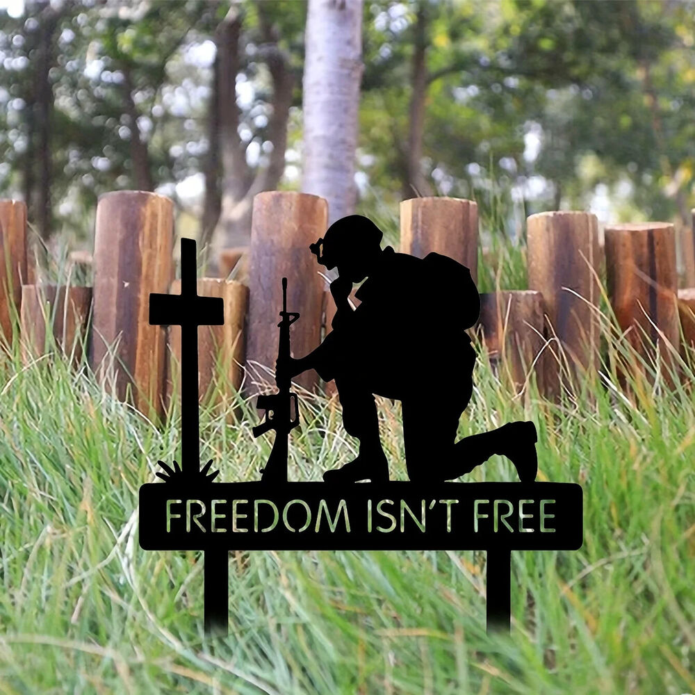 Freedom Is Not Free Yard Stakes Military Gifts Soldiers Iron Memorial Stakes