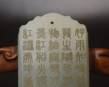 Chinese Natural Hetian Jade Carving Buddha Statue Good Luck Pendant Jewelry Rare