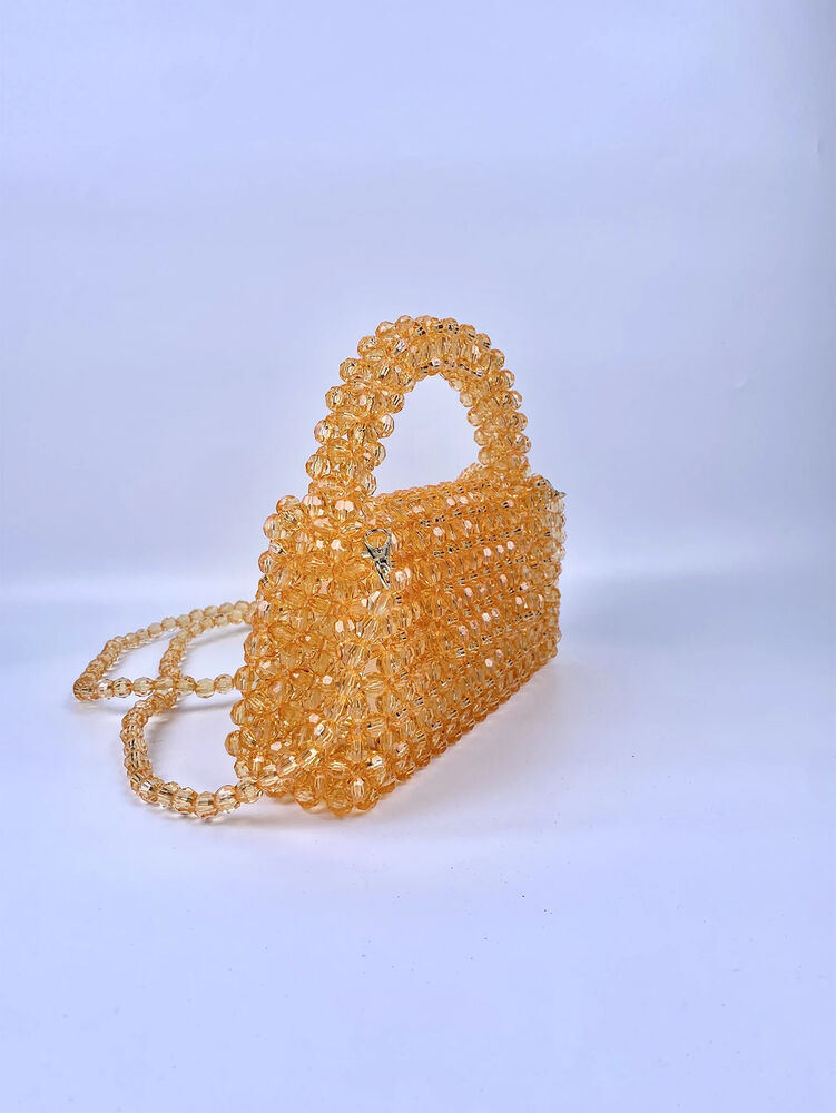 Beaded Knitted Pillow Type Handheld Crossbody Dual Purpose Acrylic Bag