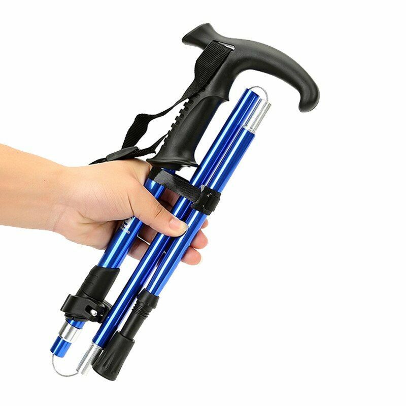 Fold Trekking Pole Portable Hiking Camping Stick Telescopic Nordic Walking Stick