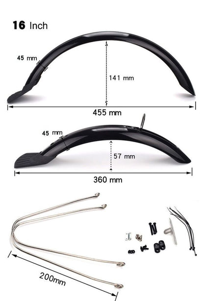 Bicycle Mudguard Fenders Folding Electric Bike Wings Accessories Parts 16/20Inch
