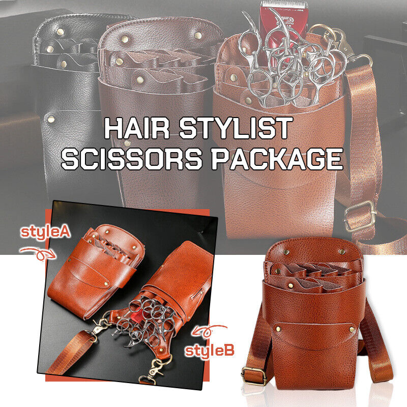 Genuine Leather Hairdressing Scissors Storage Bag Crossbody Shears Holder