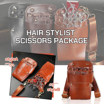 Genuine Leather Hairdressing Scissors Storage Bag Crossbody Shears Holder