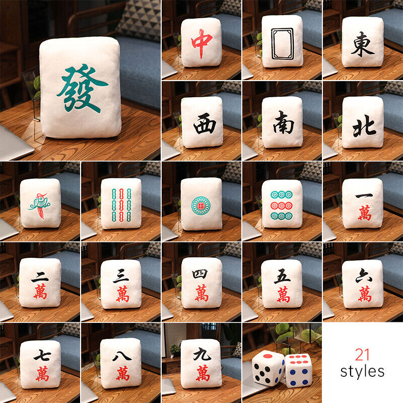 Creative Mahjong Pillow Cushion Chinese Plush Toy Pillow Sofa Backrest Gift NEW