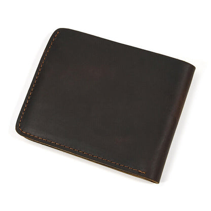 Retro Men's Real Leather Bi-fold Wallets Credit ID Card Holder Clutch Bags