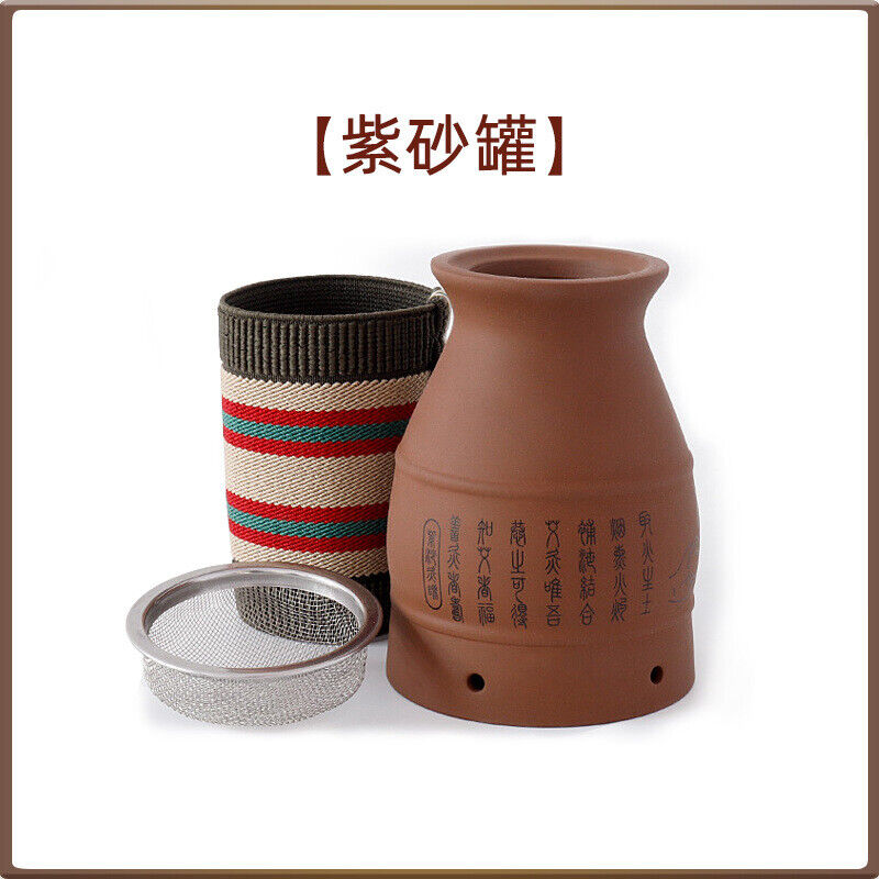 New Ceramic Purple Clay Moxibustion Jar Moxa Pot 陶瓷紫砂艾灸罐双层隔热艾灸杯随身灸刮痧多功能陶瓷罐艾柱灸罐
