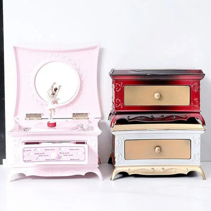 Dancing Ballerina Music Box Retro Craft Jewelry Storage Organizer 15.5x13.5x21cm