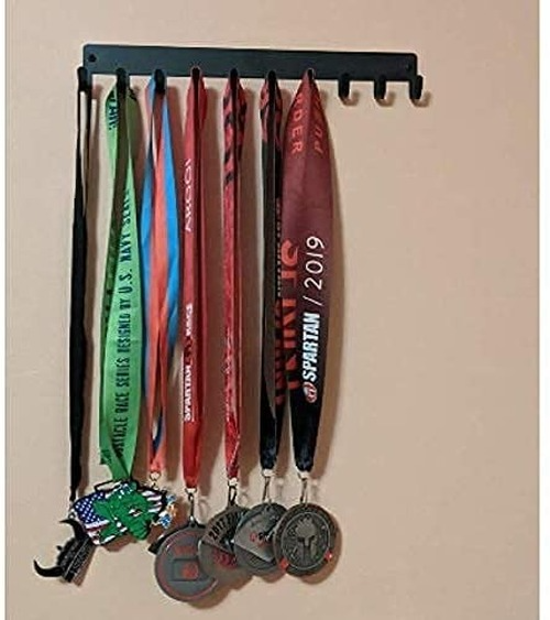 Karate Sparring Medal Hanger & Belt Rack -14.5 inches W/ 10 Hooks Metal Wall Art