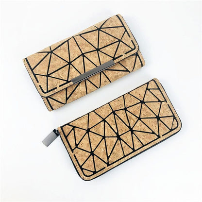 Cork Three Fold Long Wallet Fashion Credit Card Holder Clutch Purse Money Bags