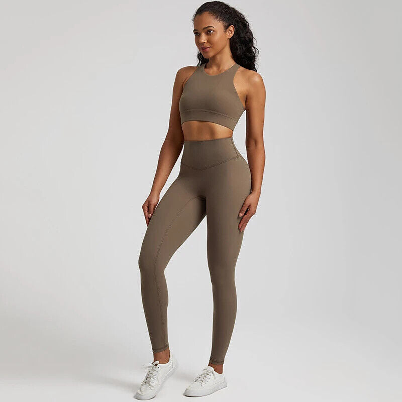 Yoga Set Women Gym Set Clothes 2pcs Running Suit Sports Leggings Pant Sportswear