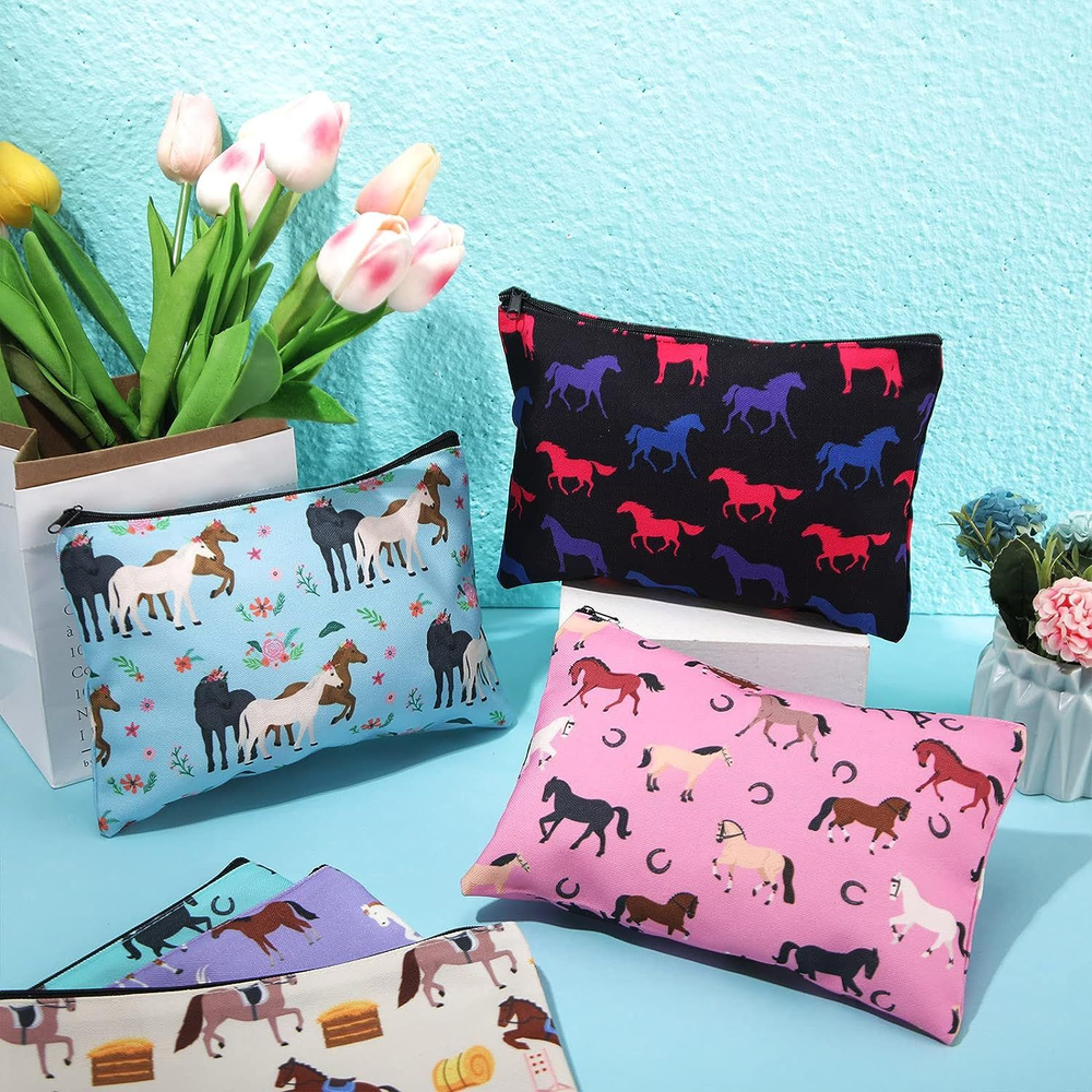 6 Pieces Sloth Makeup Bags Horses Cosmetic Bag for Women Girls Gifts...