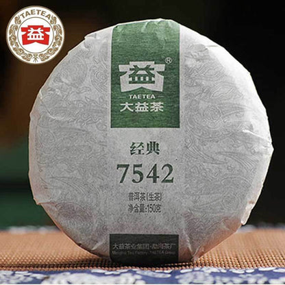 Green Tea Cake Dayi Raw Puer 7542 China Menghai Puer 150g Premium Puerh-
