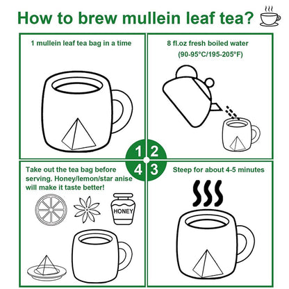 2023 FullChea Mullein Leaf Tea Bags 20 Teabags 3g/bag - Herbal Tea For Lungs