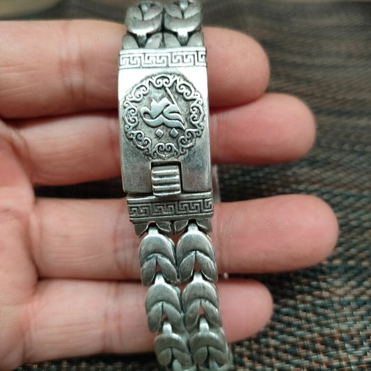 chinese Asian old tibet silver hand cast statue bracelet jewel gift nice