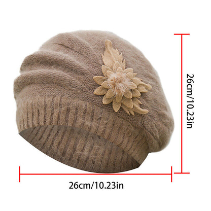 Women Winter Warm Baggy Beanie Beret Knit Flower Crochet Hat Casual Cap Gifts