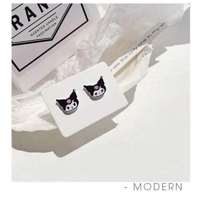 Kawaii Kuromi Sanrioed Ear Stud S925 Silver Jewelry Fashion Earrings Girls Gift