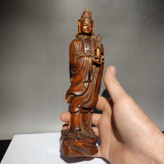 Wood Figure Guanyin statues praying buddha home decor wooden carvings kwan yin