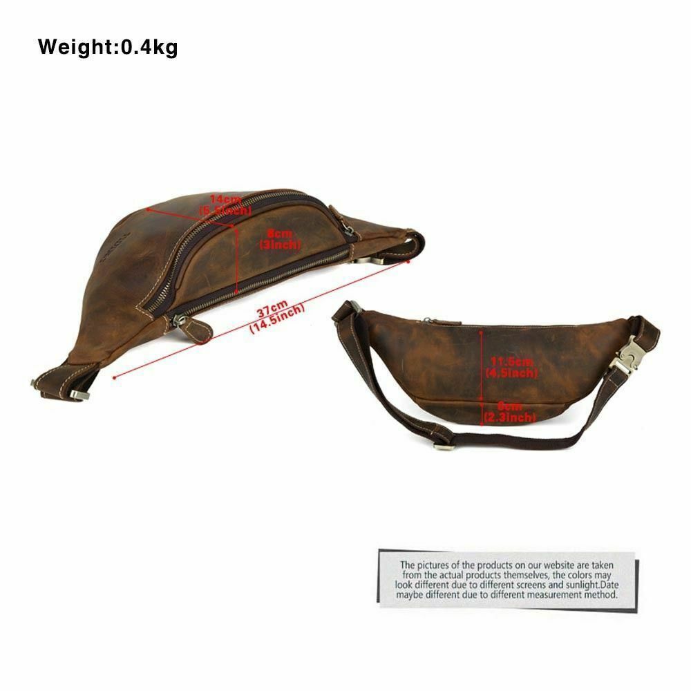 Men Vintage Leather Waist Bag Backpack Security Pouch Sports Bag Belt Bum Bag